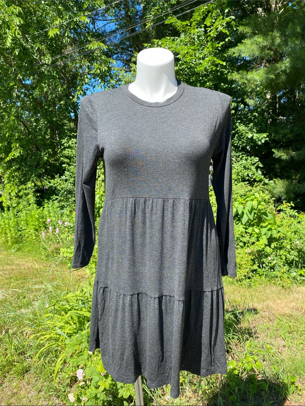 Mud Pie Minnie tiered gray boho swing dress size S NWT - Picture 2 of 8